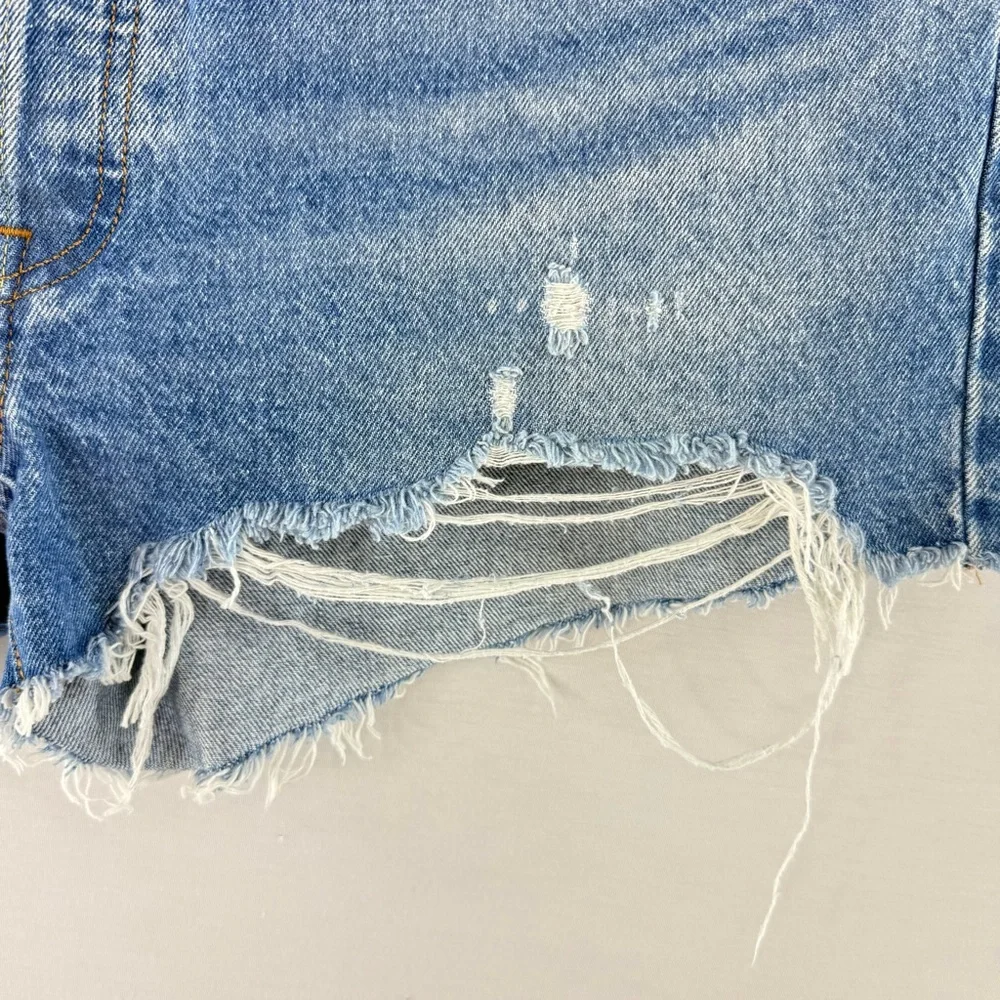 Levi's Premium 501 Blue High Rise Distressed Jean Short Cutoff Shorts NWOT